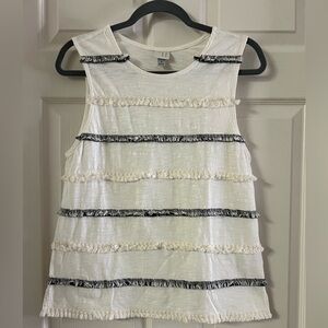 A New Day boho fringe tank top. Black & white. Cotton. EUC! Size Medium.